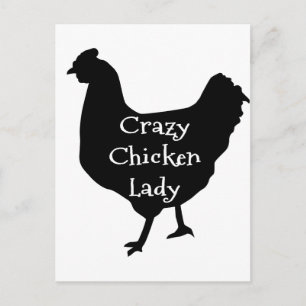 Cute Crazy Chicken Lady Chicken Silhouette Postcard