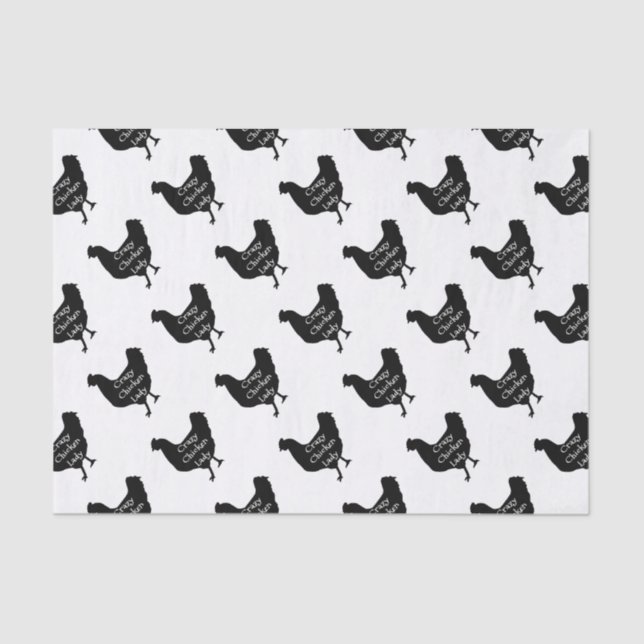 Cute Crazy Chicken Lady Chicken Silhouette Tissue Paper (Front)