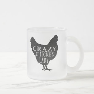 Cute Crazy Chicken Lady Frosted Glass Coffee Mug