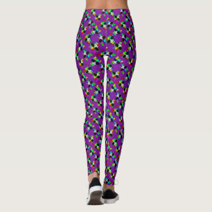 CUTE Crazy Colourful Cool Rainbow Cats on Purple  Leggings