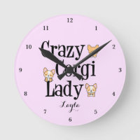 Cute Crazy Corgi Lady Personalised Pink