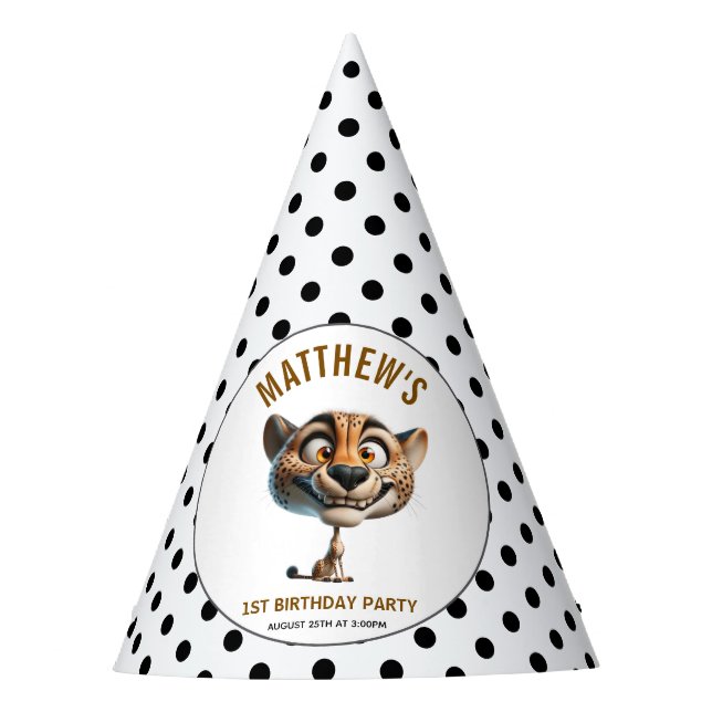 Cute Crazy Cow Farm Theme 1st Birthday Party Hat (Front)