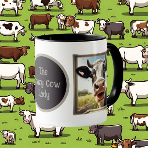 cute crazy cow lady add text mug
