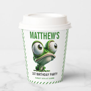 Cute Crazy Frog Farm Theme 1st Birthday Paper Cups