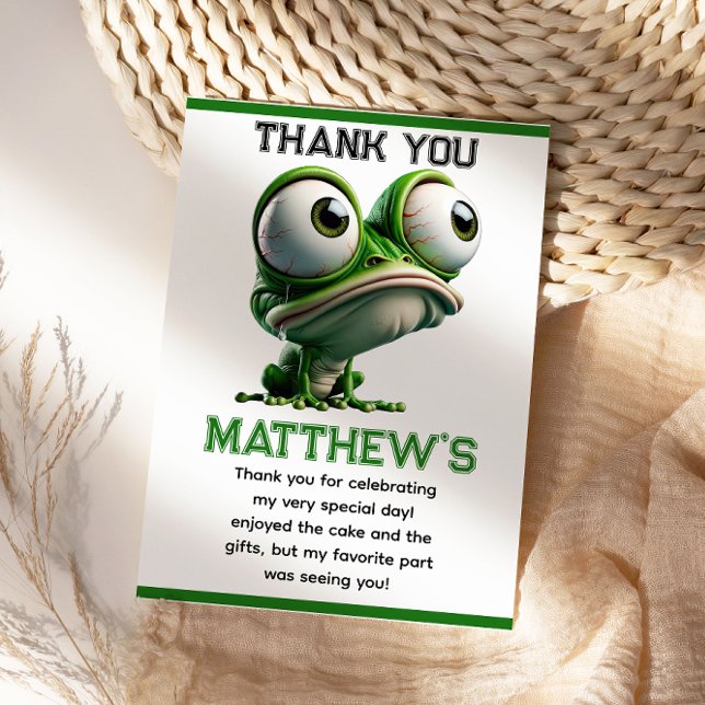 Cute Crazy Frog Farm Theme 1st Birthday Thank You Card (Cute Crazy Frog Farm Theme 1st Birthday Thank You Card
)