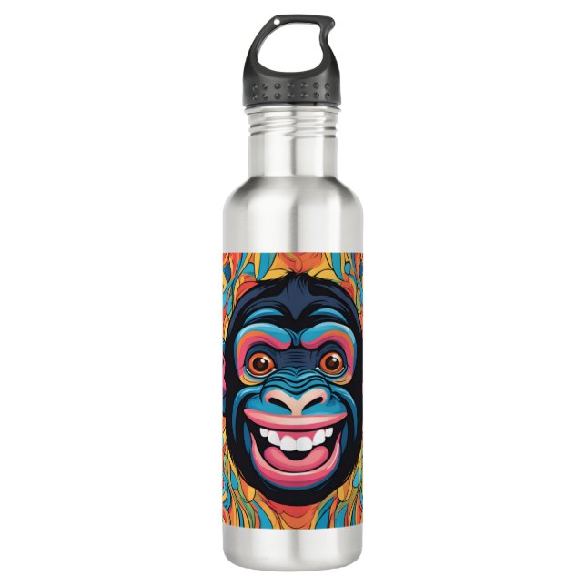 Cute Crazy Funny Chimpanzee 710 Ml Water Bottle (Front)