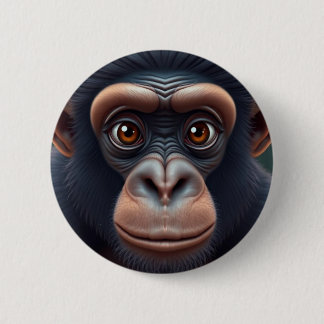 Cute Crazy Funny Chimpanzee Anime Portrait 6 Cm Round Badge