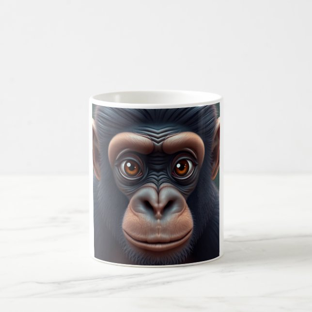 Cute Crazy Funny Chimpanzee Anime Portrait Coffee Mug (Center)