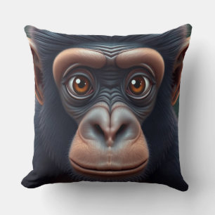 Cute Crazy Funny Chimpanzee Anime Portrait Cushion
