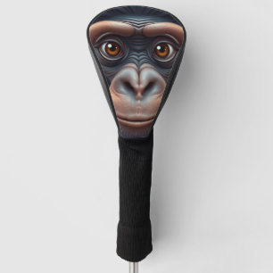 Cute Crazy Funny Chimpanzee Anime Portrait Golf Head Cover