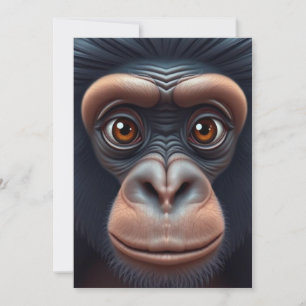 Cute Crazy Funny Chimpanzee Anime Portrait Holiday Card