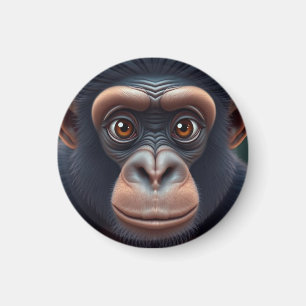 Cute Crazy Funny Chimpanzee Anime Portrait Magnet