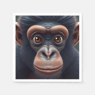 Cute Crazy Funny Chimpanzee Anime Portrait Napkin
