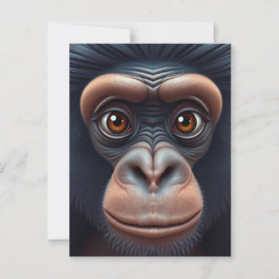Cute Crazy Funny Chimpanzee Anime Portrait Postcard