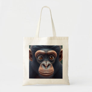 Cute Crazy Funny Chimpanzee Anime Portrait Tote Bag