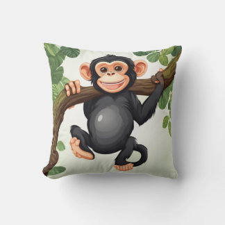 Cute Crazy Funny Chimpanzee Cartoon Cushion