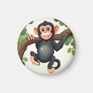 Cute Crazy Funny Chimpanzee Cartoon Magnet