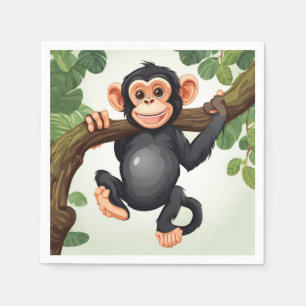 Cute Crazy Funny Chimpanzee Cartoon Napkin