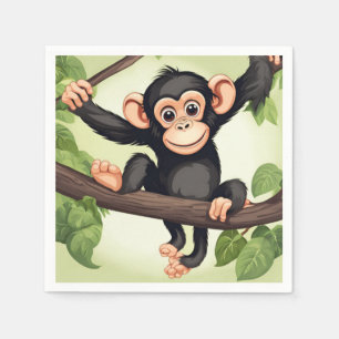 Cute Crazy Funny Chimpanzee Cartoon Napkin