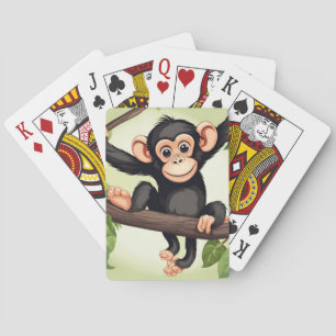 Cute Crazy Funny Chimpanzee Cartoon Playing Cards