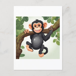 Cute Crazy Funny Chimpanzee Cartoon Postcard