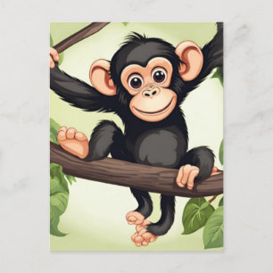 Cute Crazy Funny Chimpanzee Cartoon Postcard