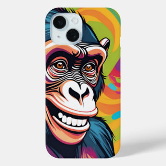 Cute Crazy Funny Chimpanzee iPhone 15 Case
