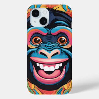 Cute Crazy Funny Chimpanzee iPhone 15 Case
