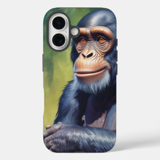 Cute Crazy Funny Chimpanzee iPhone 16 Case