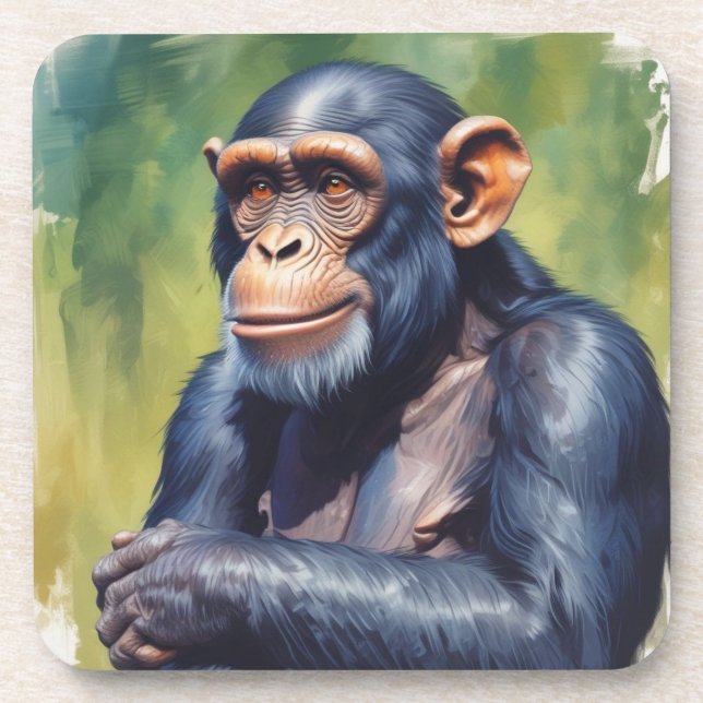 Cute Crazy Funny Chimpanzee  Coaster (Front)