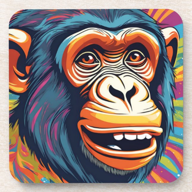 Cute Crazy Funny Chimpanzee  Coaster (Front)