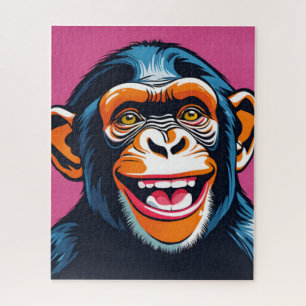 Cute Crazy Funny Chimpanzee  Jigsaw Puzzle