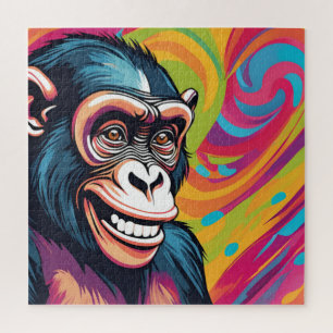 Cute Crazy Funny Chimpanzee  Jigsaw Puzzle