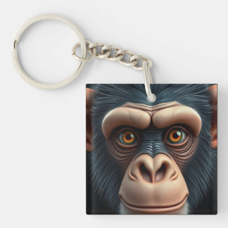 Cute Crazy Funny Chimpanzee Key Ring