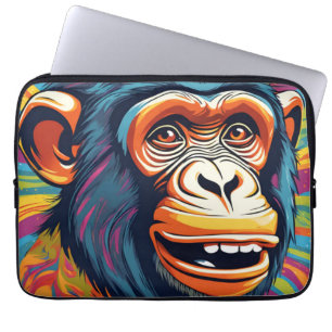 Cute Crazy Funny Chimpanzee  Laptop Sleeve