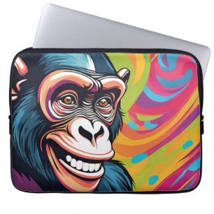 Cute Crazy Funny Chimpanzee  Laptop Sleeve