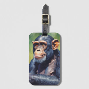 Cute Crazy Funny Chimpanzee  Luggage Tag