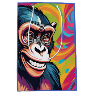Cute Crazy Funny Chimpanzee Medium Gift Bag