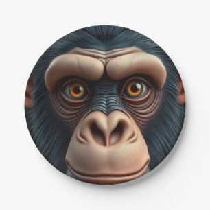 Cute Crazy Funny Chimpanzee  Paper Plate