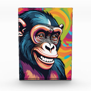 Cute Crazy Funny Chimpanzee Photo Block