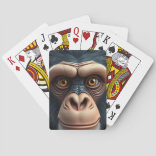 Cute Crazy Funny Chimpanzee Playing Cards