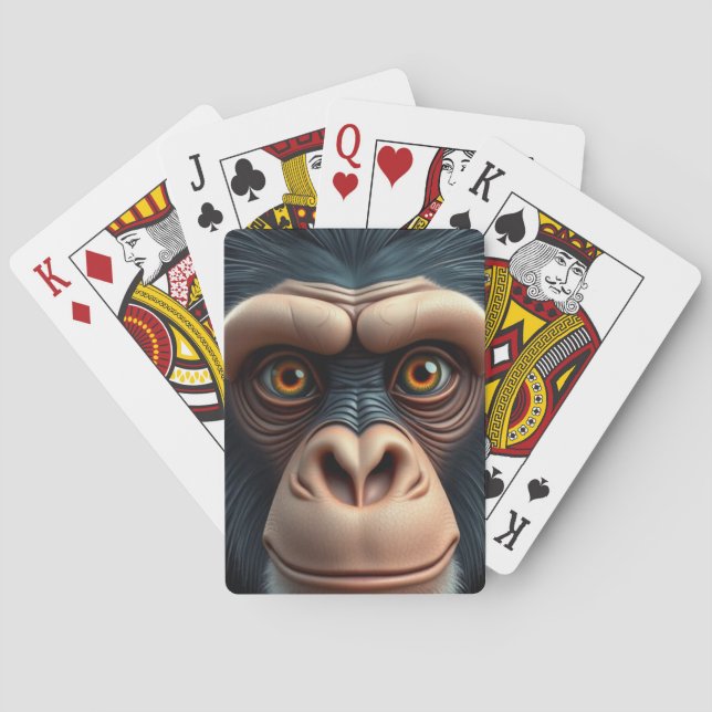 Cute Crazy Funny Chimpanzee  Playing Cards (Back)