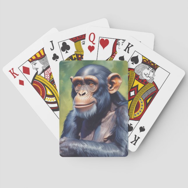 Cute Crazy Funny Chimpanzee  Playing Cards (Back)