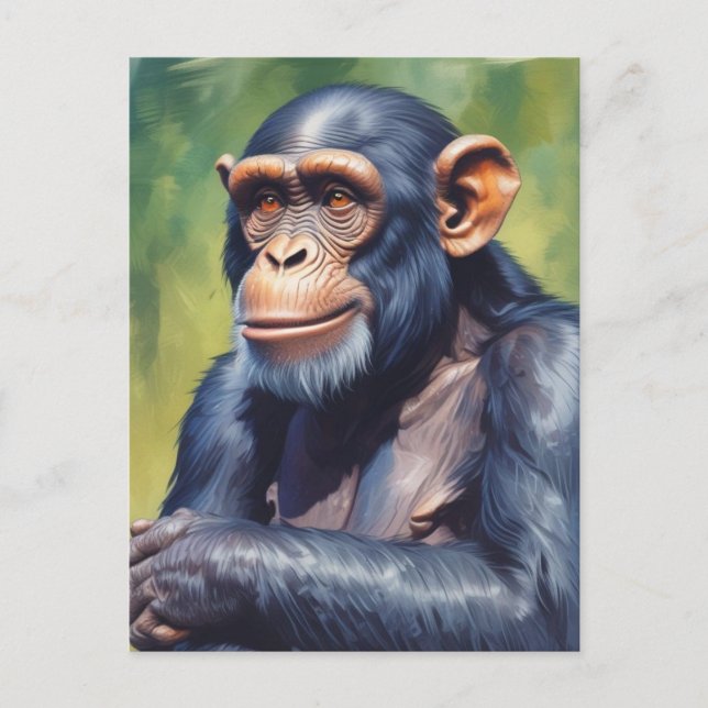 Cute Crazy Funny Chimpanzee  Postcard (Front)