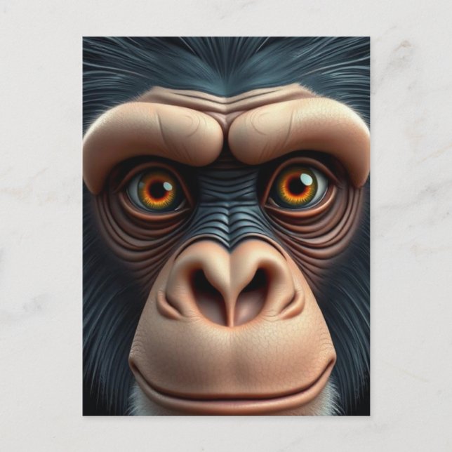 Cute Crazy Funny Chimpanzee  Postcard (Front)