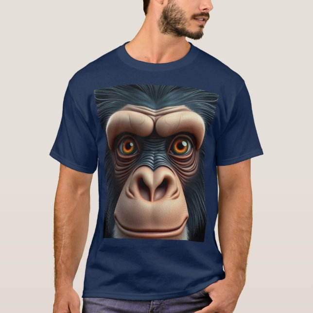 Cute Crazy Funny Chimpanzee  T-Shirt (Front)