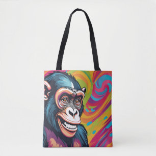 Cute Crazy Funny Chimpanzee Tote Bag