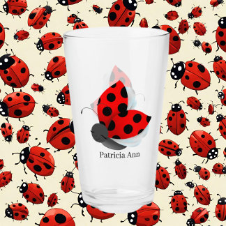 cute crazy ladybug lady add name glass