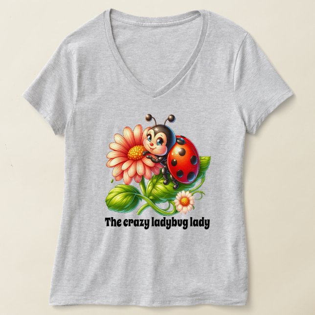Cute crazy ladybug lady customisable T-Shirt (Laydown)