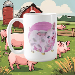 cute crazy pig lady add text coffee mug